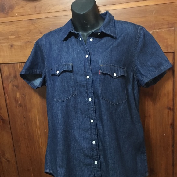 levi denim shirt short sleeve